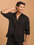 Men's Black Fancy Sequined Shirt