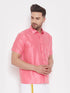 Men's Pink Silk Blend Ethnic Shirt