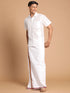 Men's White Silk Blend Shirt And Mundu Set