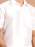 Men's White Silk Blend Shirt And Mundu Set