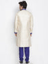 Men's Blue Cotton Silk Blend Sherwani Set