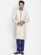 Men's Blue Cotton Silk Blend Sherwani Set