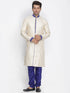 Men's Blue Cotton Silk Blend Sherwani Set