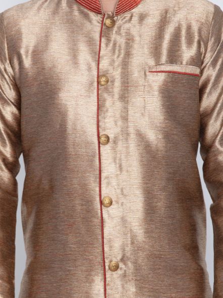 Men's Gold Cotton Silk Blend Sherwani Set