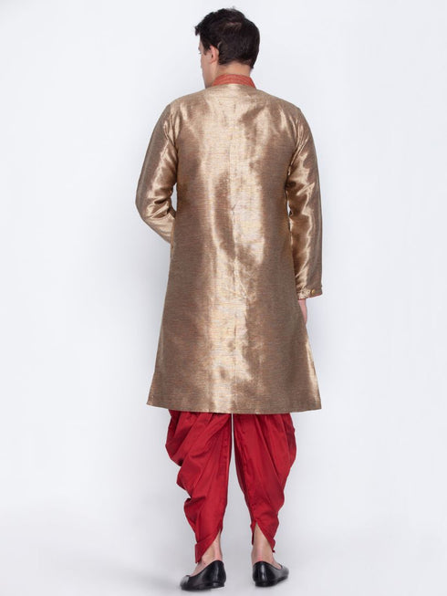 Men's Gold Cotton Silk Blend Sherwani Set