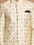 Men's Beige And Coffee Silk Blend Royal Looking Sherwani Set