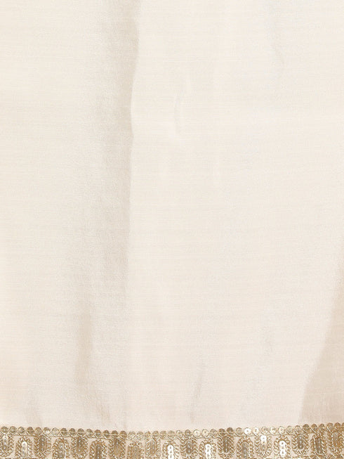 Men's Pink And Gold Silk Blend Sherwani Set With Cream Colour Dupatta