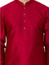 VASTRAMAY Men's Maroon Silk Blend Curved Kurta