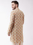 Men's Multicolor-Base-Cream Muslin Cotton Kurta
