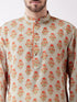 Men's Multicolor-Base-Cream Muslin Cotton Kurta