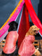 Pink Woven Silk Blend Siblings Set For Dogs