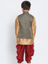 Boys' Gold Cotton Silk Blend Ethnic Jacket, Kurta and Dhoti Pant Set