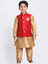 Boys' Maroon Cotton Silk Blend Kurta, Waistcoat and Pyjama Set