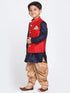 Boys' Maroon Cotton Silk Blend Ethnic Jacket, Kurta and Dhoti Pant Set