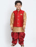 Boys' Maroon Cotton Silk Blend Ethnic Jacket, Kurta and Dhoti Pant Set