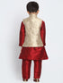 Boys' Gold Cotton Silk Blend Kurta, Waistcoat and Pyjama Set
