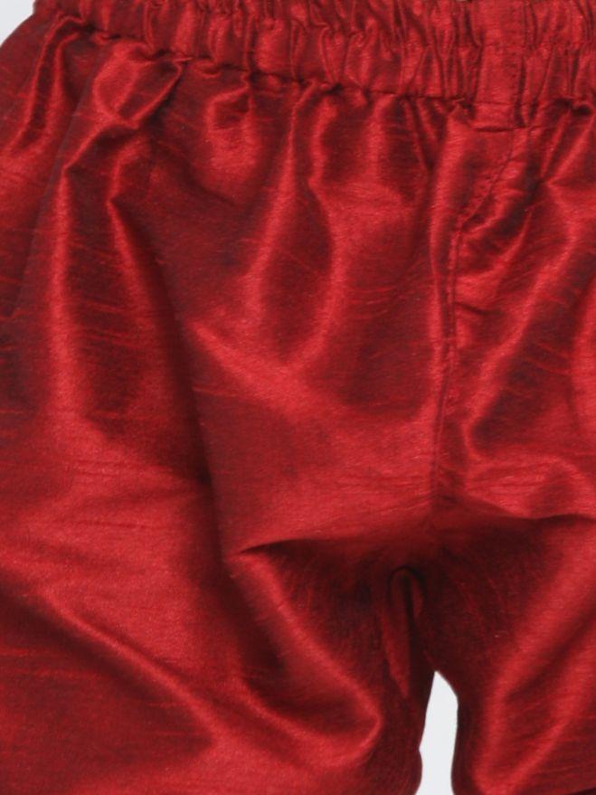 Boys' Gold Cotton Silk Blend Kurta, Waistcoat and Pyjama Set