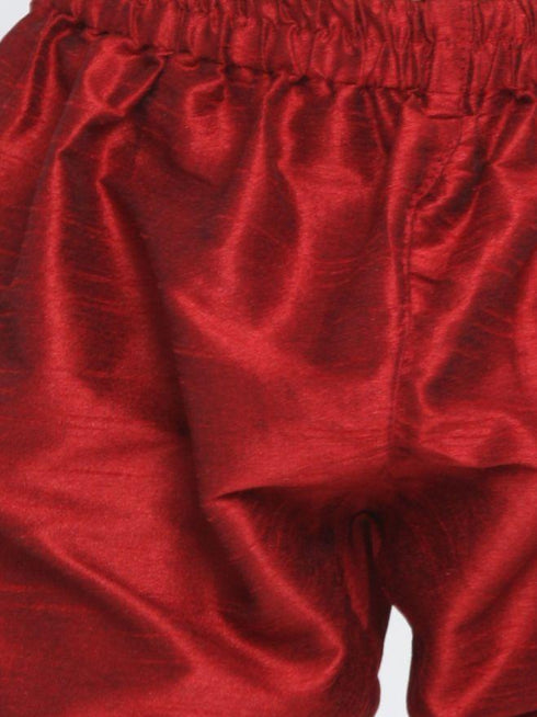 Boys' Gold Cotton Silk Blend Kurta, Waistcoat and Pyjama Set