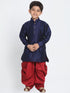 Boys' Blue Cotton Silk Blend Kurta and Dhoti Pant Set