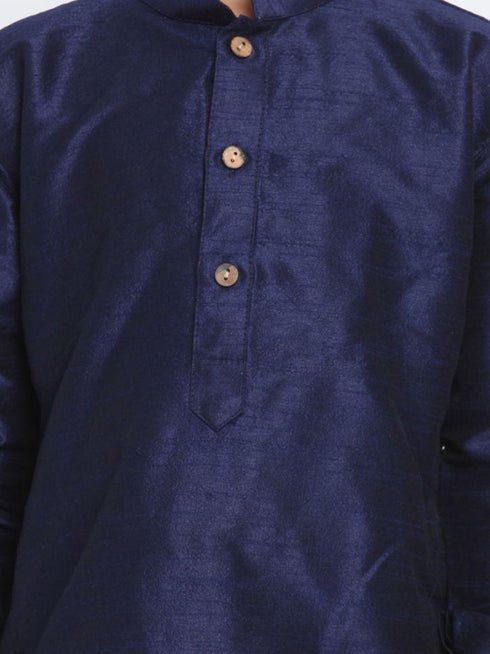 Boys' Blue Cotton Silk Blend Kurta and Dhoti Pant Set