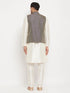 Men's Blue Silk Blend Jacket With Kurta Pant Set