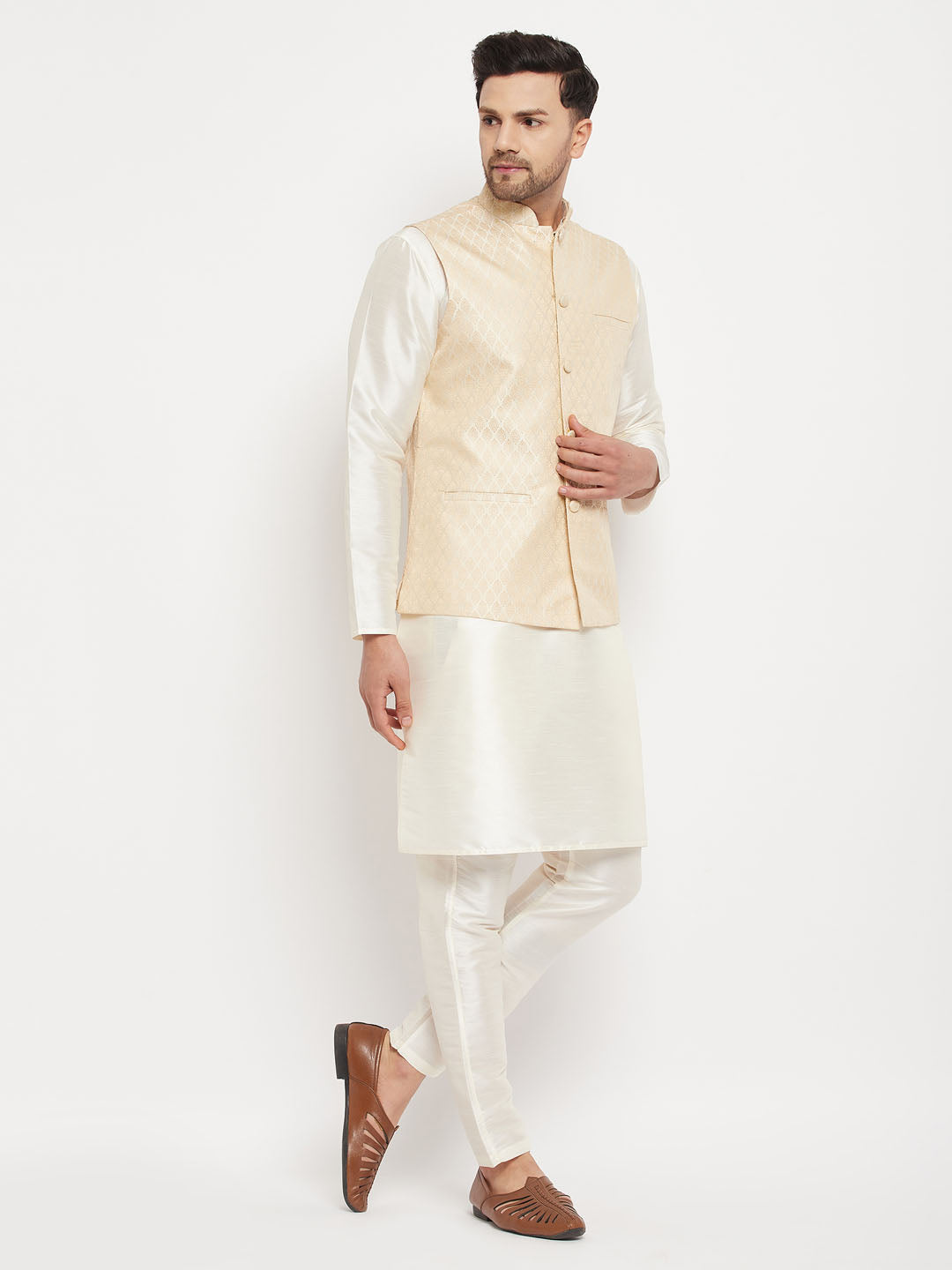 Men's Cream Silk Blend Jacket