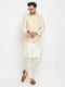 Men's Cream Silk Blend Jacket With Kurta Pant Set