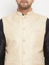 Men's Cream Silk Blend Jacket With Kurta Pant Set
