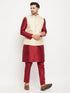 Men's Cream Silk Blend Jacket With Kurta Pant Set