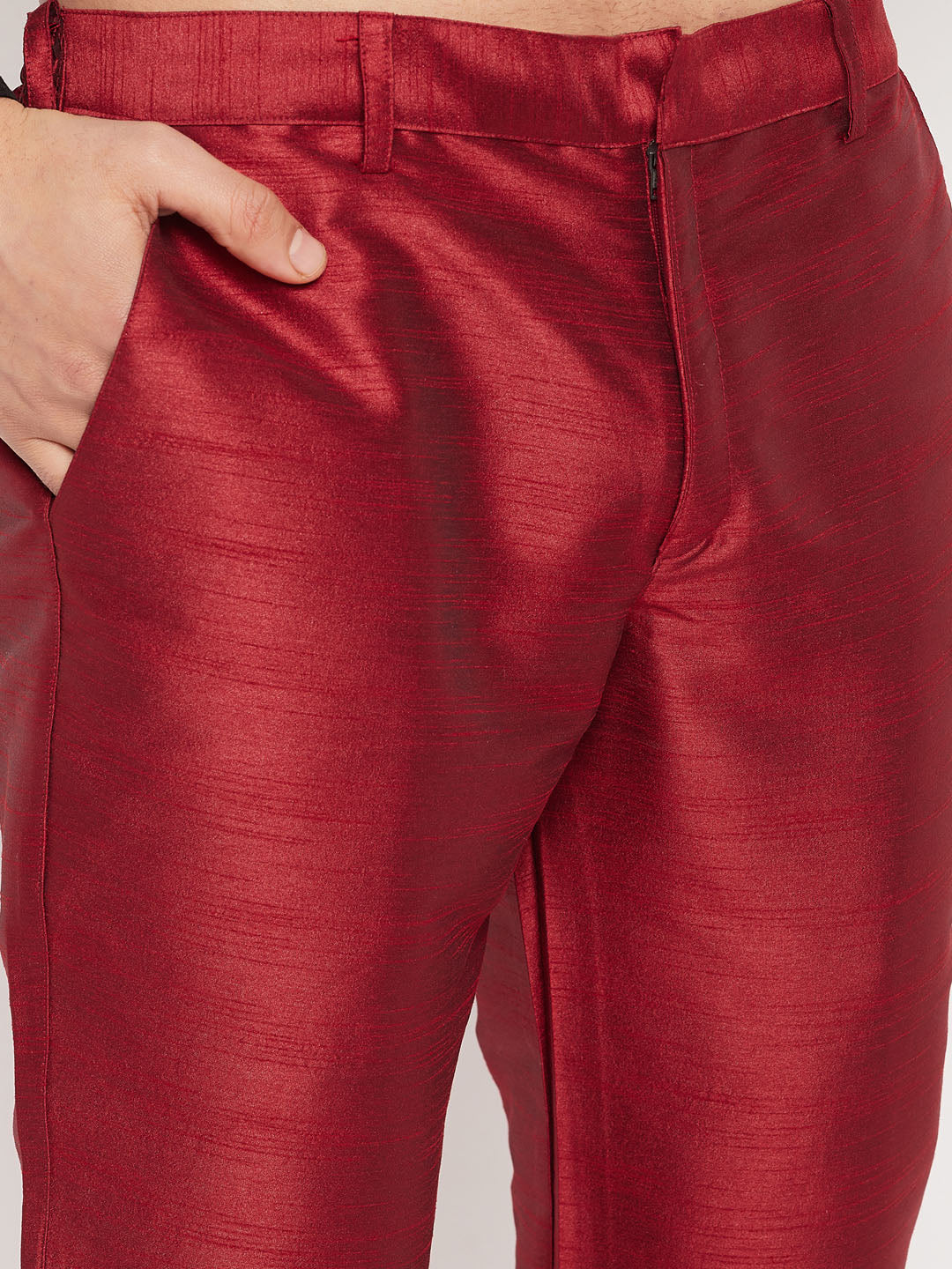 Men's Cream Silk Blend Jacket With Kurta Pant Set