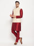Men's Cream Silk Blend Jacket With Kurta Pant Set