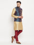 Men's Blue Zari Weaved Jacket With Kurta Pant Set