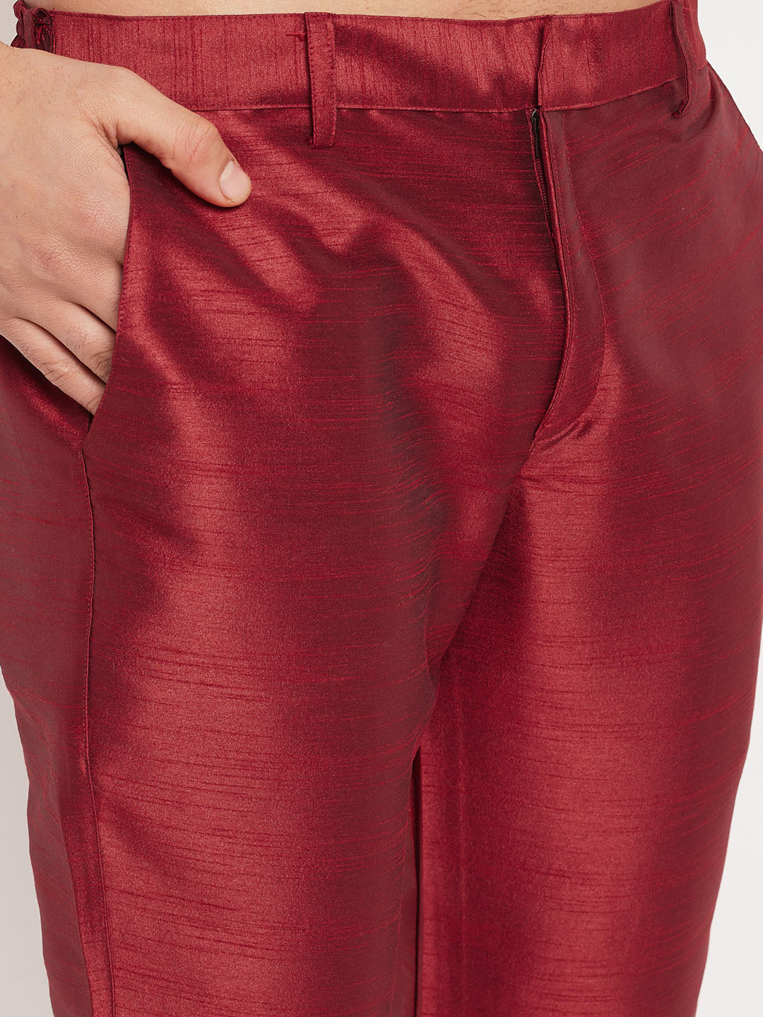 Men's Blue Zari Weaved Jacket With Kurta Pant Set