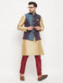 Men's Blue Zari Weaved Jacket With Kurta Pant Set