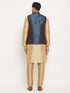 Men's Blue Zari Weaved Jacket With Kurta Pant Set