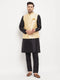 Men's Gold Zari Weaved Jacket With Kurta Pant Set