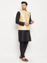 Men's Gold Zari Weaved Jacket With Kurta Pant Set