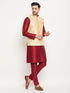 Men's Gold Zari Weaved Jacket With Kurta Pant Set