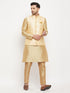 Men's Gold Zari Weaved Jacket With Kurta Pant Set