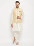 Men's Gold Zari Weaved Jacket With Kurta Pant Set