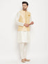 Men's Gold Zari Weaved Jacket With Kurta Pant Set