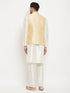 Men's Gold Zari Weaved Jacket With Kurta Pant Set