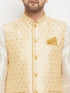 Men's Gold Zari Weaved Jacket With Kurta Pant Set
