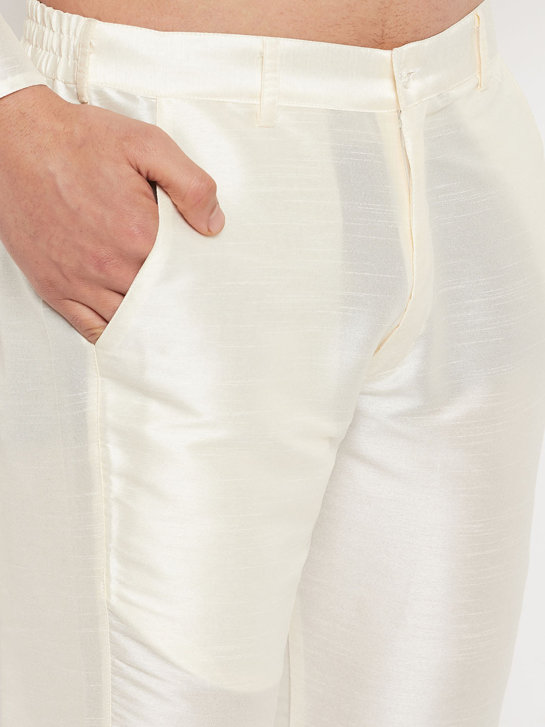 Men's Gold Zari Weaved Jacket With Kurta Pant Set