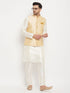 Men's Gold Zari Weaved Jacket With Kurta Pant Set