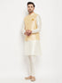 Men's Gold Zari Weaved Jacket With Kurta Pant Set