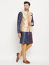 Men's Rose Gold Jacquard Jacket With Kurta And Pant Set