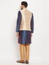 Men's Rose Gold Jacquard Jacket With Kurta And Pant Set