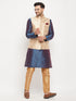 Men's Rose Gold Jacquard Jacket With Kurta And Pant Set