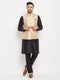 Men's Rose Gold Jacquard Jacket With Kurta And Pant Set